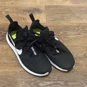 Nike Free Black and White Athletic Sneakers with Neon Green Insole